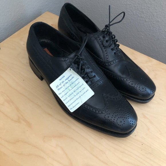 Vintage FLORSHEIM Preppy Leather Wingtip Brogues Men’s size 10.5 Black NEW main image 6